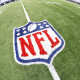 29 DECEMBER 2013: The NFL logo during a regular season NFL football game between the Philadelphia Eagles and Dallas Cowboys at AT&T Stadium in Arlington, TX.