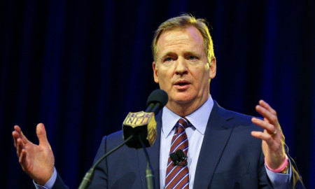 05 FEB 2016: NFL Commissioner Roger Goodell addresses the Media at the Moscone Center in San Francisco California. (Photo by Rich Graessle/Icon Sportswire)